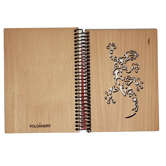 Unique Laser-Cut Wood Cover Spiral Notebook - Picture 2 of 6